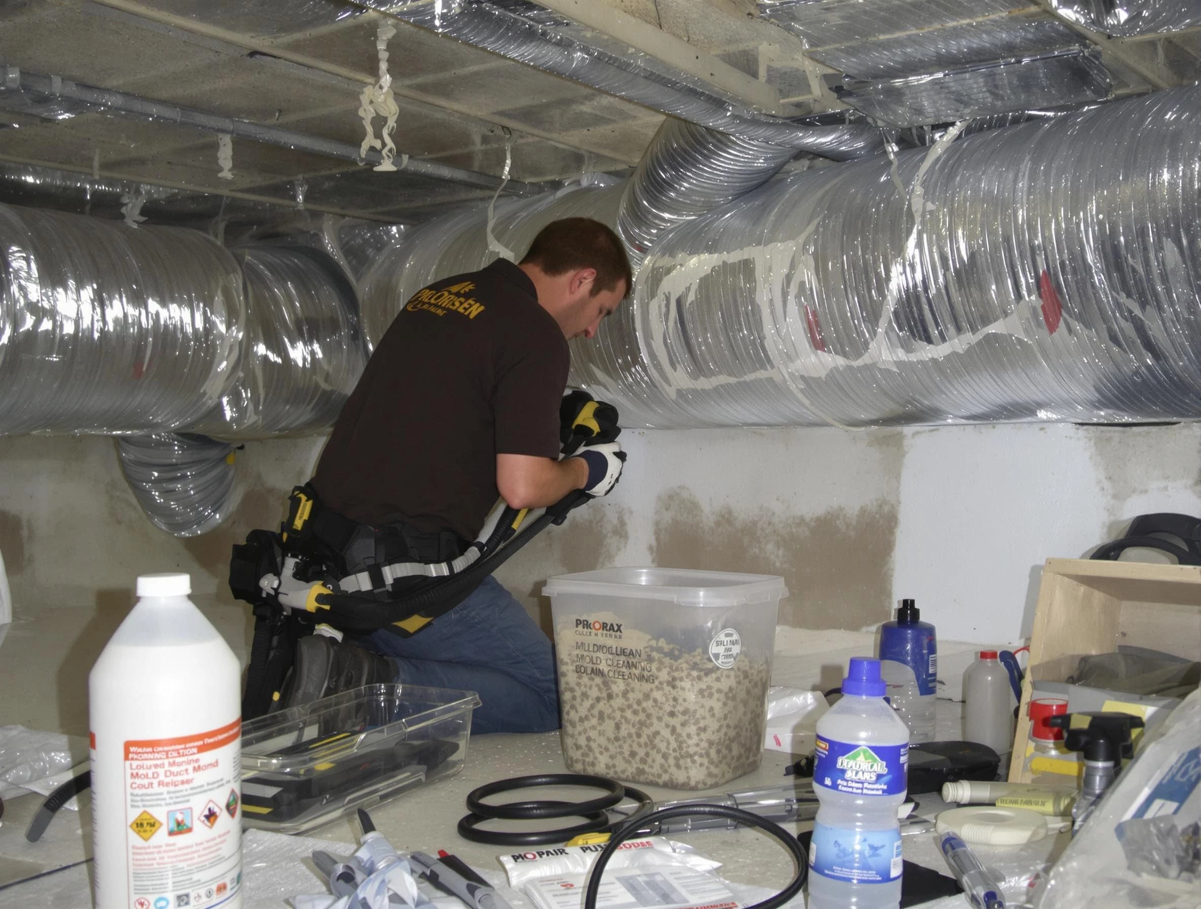 Belvedere Park Air Duct Cleaning specialist performing professional mold removal from air ducts in Belvedere Park