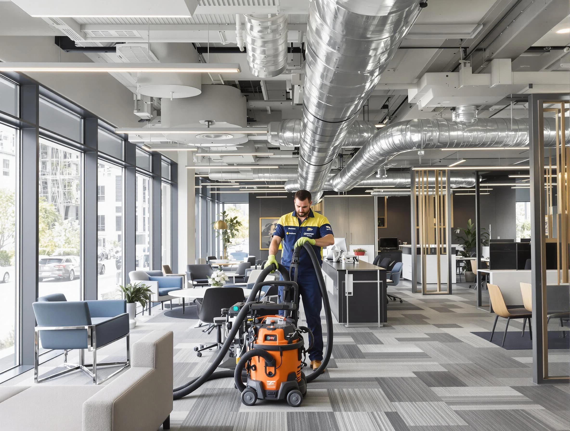 Belvedere Park Air Duct Cleaning team performing thorough commercial duct cleaning at a Belvedere Park business center